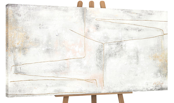 Painting "Golden Ribbon" - minimalist abstraction with texture
