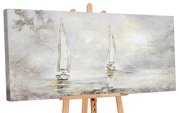 The painting "Dawn at Sea" is an abstract seascape with texture