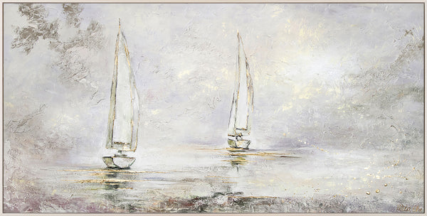 The painting "Dawn at Sea" is an abstract seascape with texture
