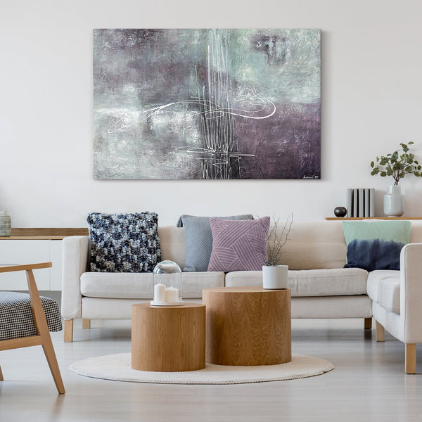 The painting "Melody" is an abstract rhythm in a purple-green range