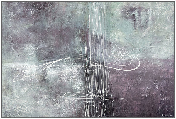The painting "Melody" is an abstract rhythm in a purple-green range