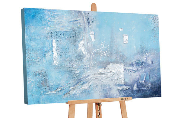 The painting "Azure" - textural depth with shades of sky and water