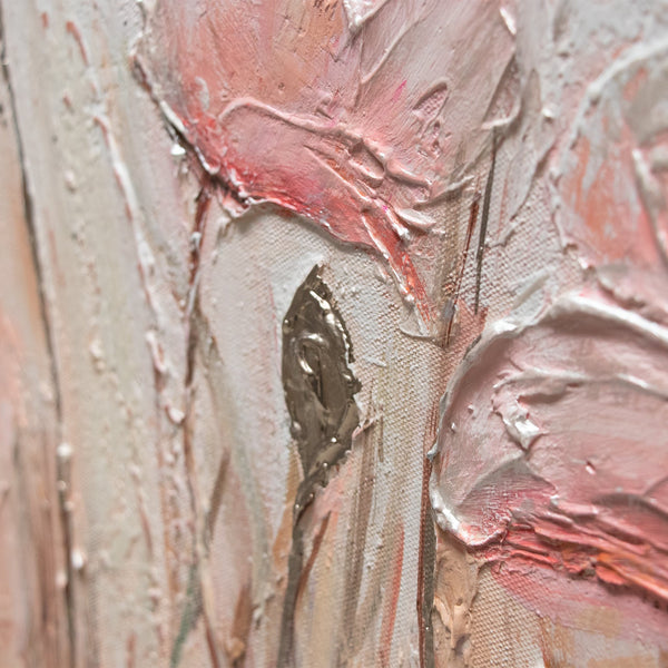 Painting "April" - delicate poppies in pink and beige tones