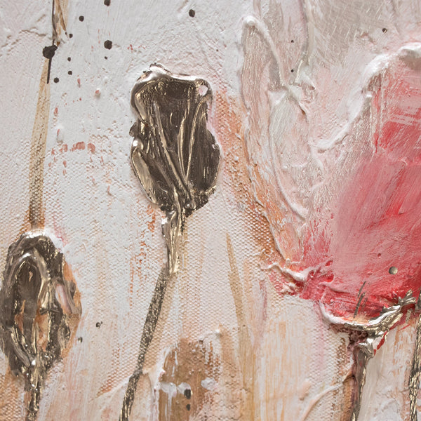 Painting "April" - delicate poppies in pink and beige tones