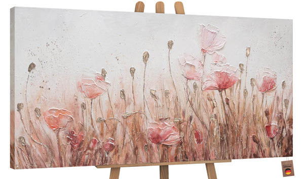 Painting "April" - delicate poppies in pink and beige tones