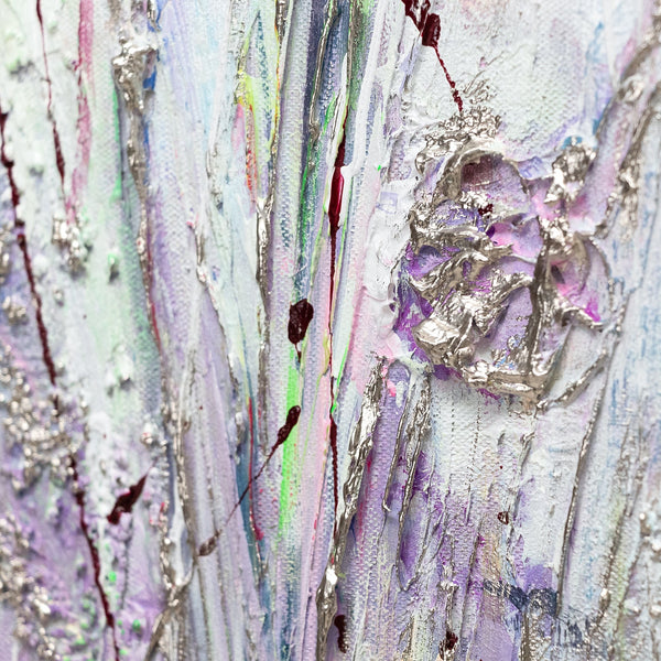 Painting "Wildflowers" - textured pastel in pink and purple tones