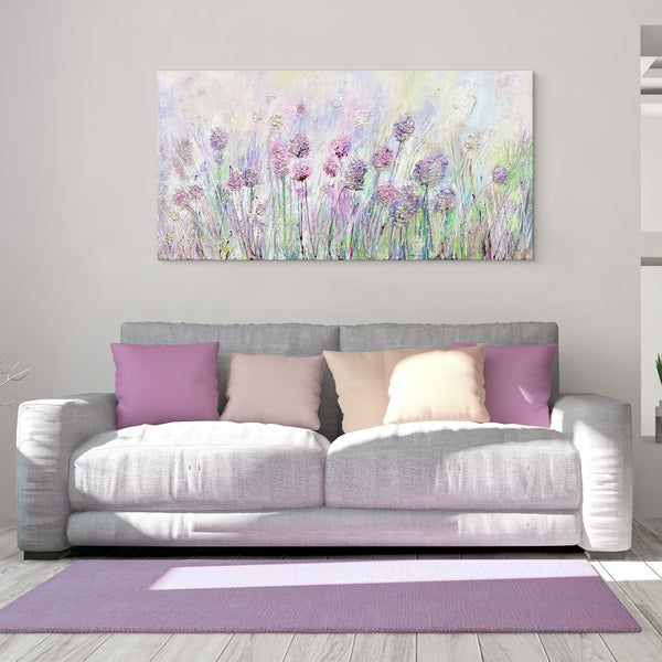 Painting "Wildflowers" - textured pastel in pink and purple tones