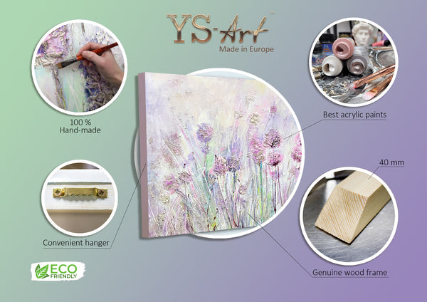 Painting "Wildflowers" - textured pastel in pink and purple tones