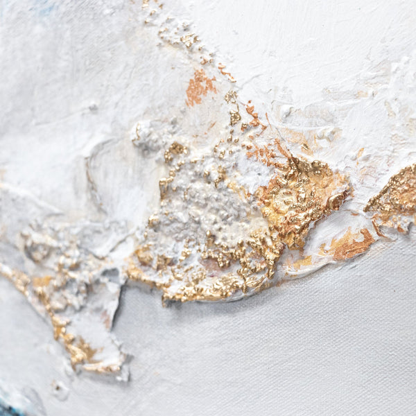 Painting "Emerald" - abstraction with a turquoise-gold flow