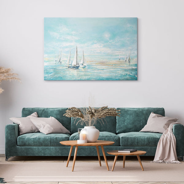 Painting "Blue Sea" - seascape in watercolor tones