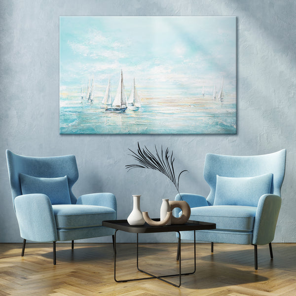 Painting "Blue Sea" - seascape in watercolor tones