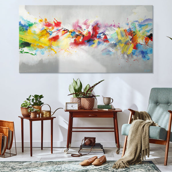 The painting "Colorful Life" is an explosion of colors and emotions
