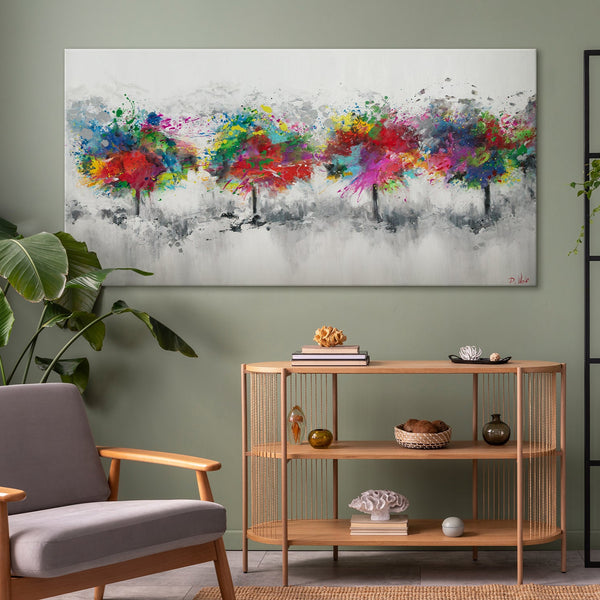 Painting "Colorful Forest" - abstraction with trees in bright colors