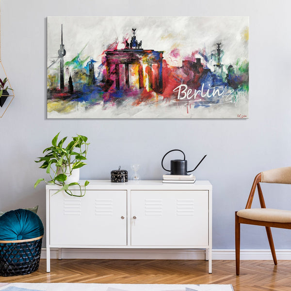 The painting "Berlin" - colorful urbanism and city silhouettes