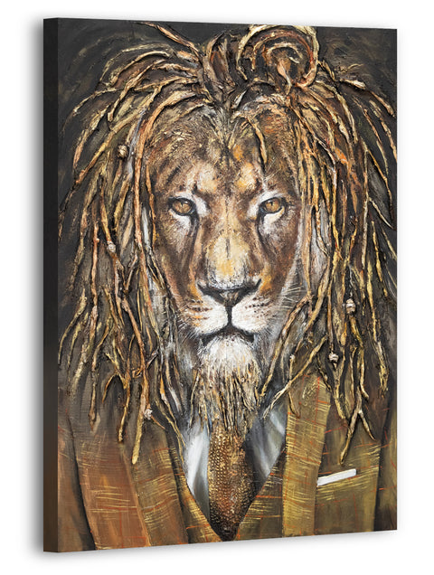 painting with acrylic on canvas lion animal motifs