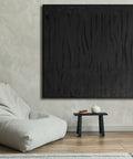 black abstract painting textured canvas wall art