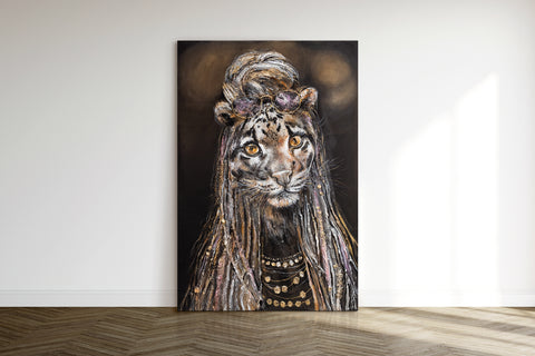 acrylic painting animals textured canvas art
