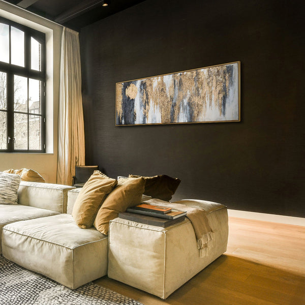 The painting "Moon Gold" is an abstraction with the atmosphere of night glow.