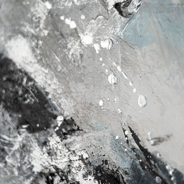 The painting "Frozen Impulses" is abstract energy in an icy palette