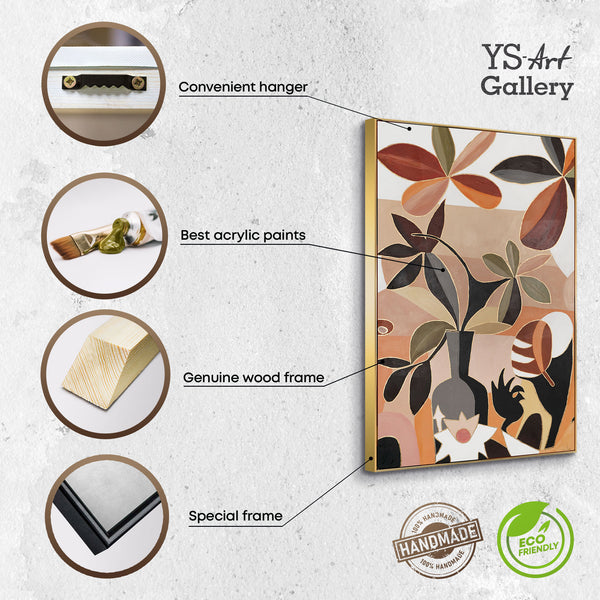 The painting "Flowers on an Ochre Background" is a modern stylization with a still life mood.