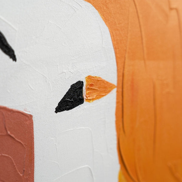 The painting "Dialogue in Colors" is a modern figurative abstraction with floral elements