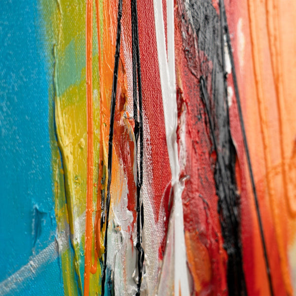 The painting "Color Pulse" is an abstract vertical burst of energy