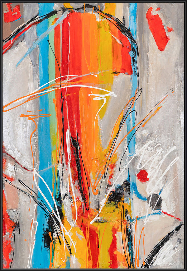 The painting "Color Pulse" is an abstract vertical burst of energy