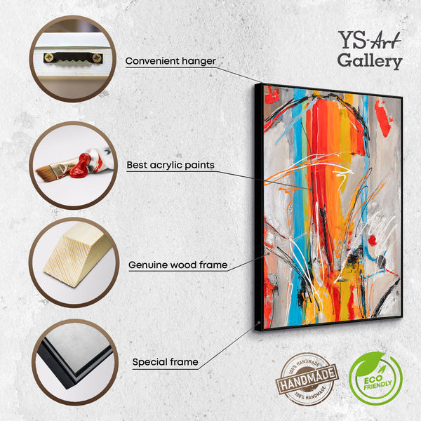 The painting "Color Pulse" is an abstract vertical burst of energy