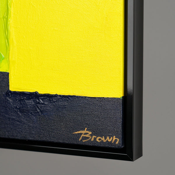 The painting "City in Color" is a bright geometric abstraction with architectural motifs