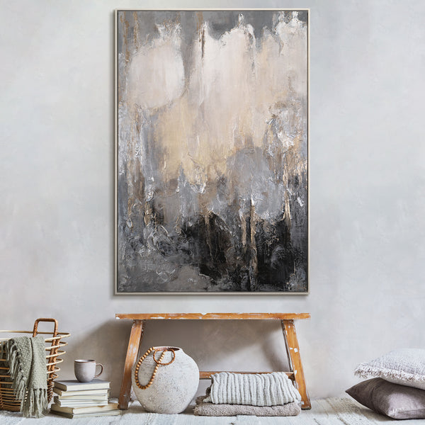 The painting "The Path to Light" is a modern abstraction in a vertical format