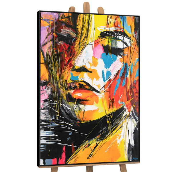 The painting "Scream of Color" is an expressive female portrait in a vertical format