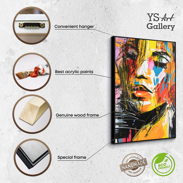 The painting "Scream of Color" is an expressive female portrait in a vertical format