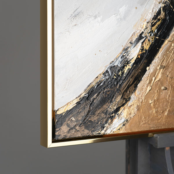 The painting "Element in Motion" is a vertical abstraction with dynamic strokes