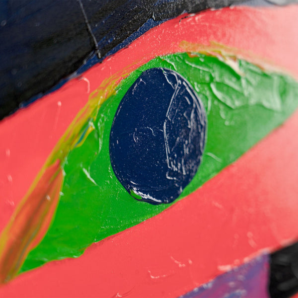 The painting "Inner Spectrum" is a vertical abstraction with figurative elements