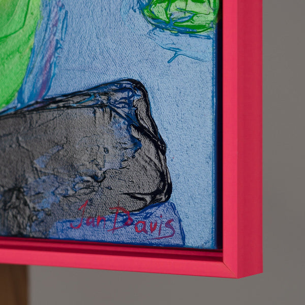 The painting "Inner Spectrum" is a vertical abstraction with figurative elements