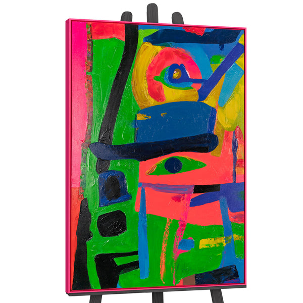 The painting "Inner Spectrum" is a vertical abstraction with figurative elements