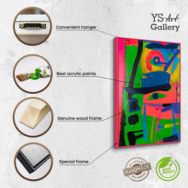 The painting "Inner Spectrum" is a vertical abstraction with figurative elements
