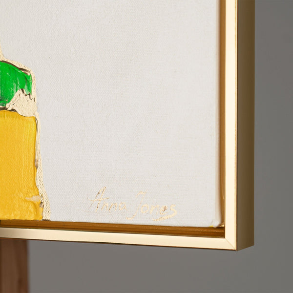 The painting "Contrasts of Personalities" is a vertical abstraction with silhouettes