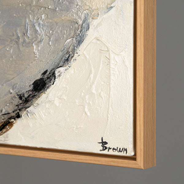 The painting "Touch of Harmony" is a vertical abstraction with elements of movement.