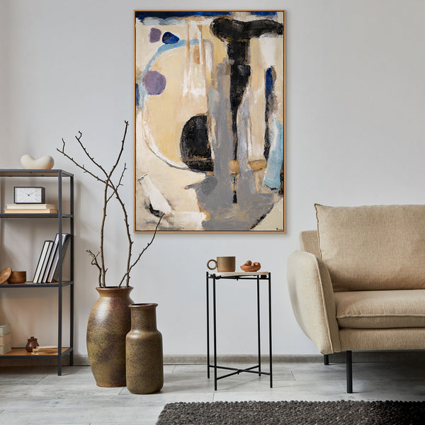 The painting "Touch of Harmony" is a vertical abstraction with elements of movement.