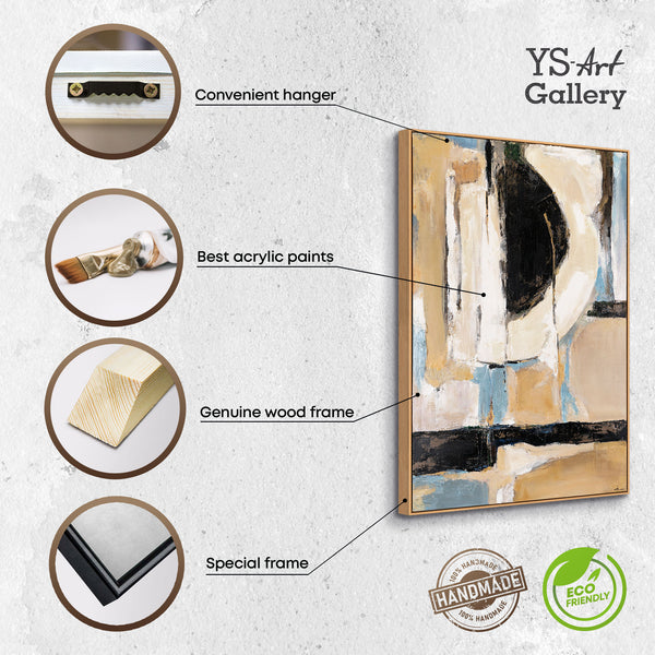 The painting "Silence of Space" is a vertical abstraction in a neutral palette