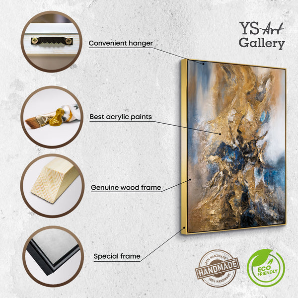 The painting "Heart of the Rock" is a vertical abstraction with deep natural shades