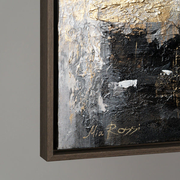 The painting "Sails of Calm" is a vertical marine abstraction in warm tones.