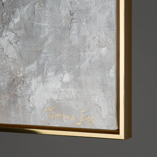 Painting "Sunflower" - vertical textural floristry in gold