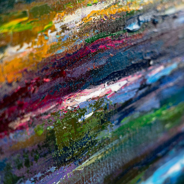 The painting "Mirror of Nature" is a horizontal landscape in the impasto technique