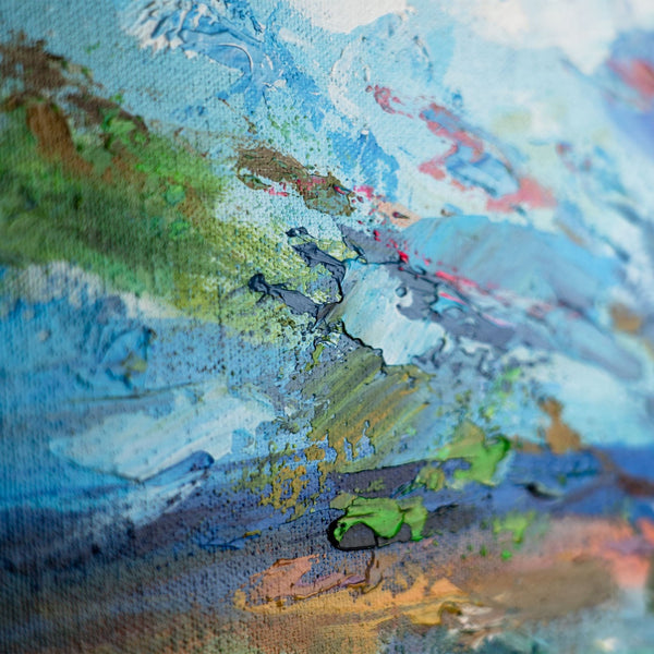 The painting "Mirror of Nature" is a horizontal landscape in the impasto technique