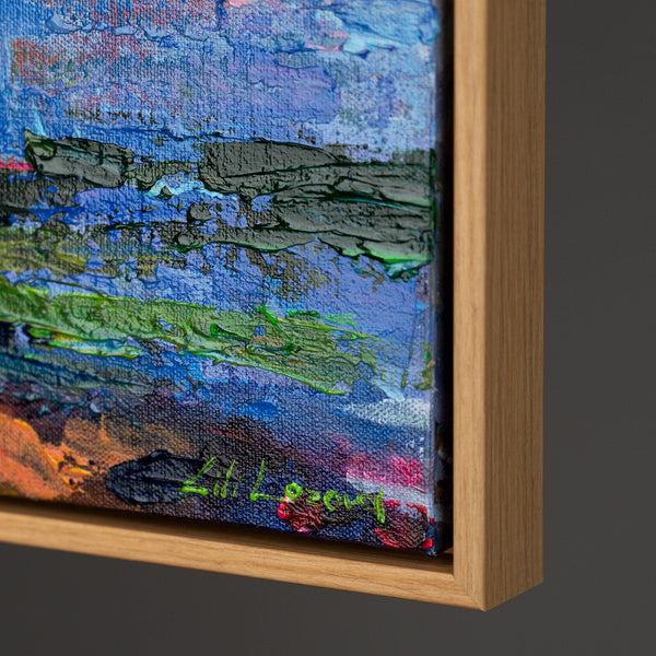 The painting "Mirror of Nature" is a horizontal landscape in the impasto technique