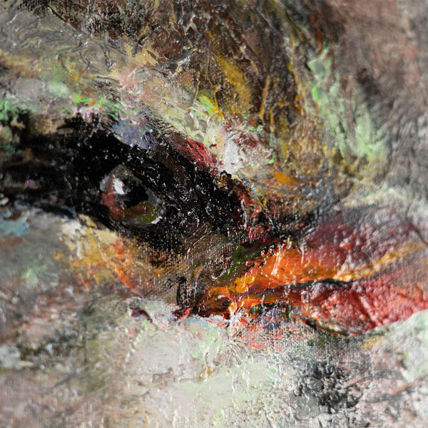 Painting "Bird's Round Dance" - horizontal textural composition