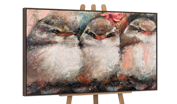 Painting "Bird's Round Dance" - horizontal textural composition