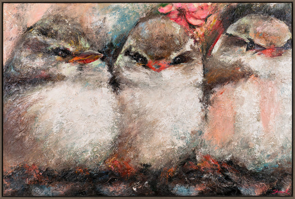 Painting "Bird's Round Dance" - horizontal textural composition